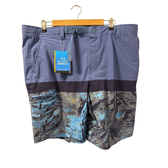 Realtree Aspect Mens Fishing Shorts Sz XL Blue/Gray Camo shorts. NWT - Picture 1 of 11